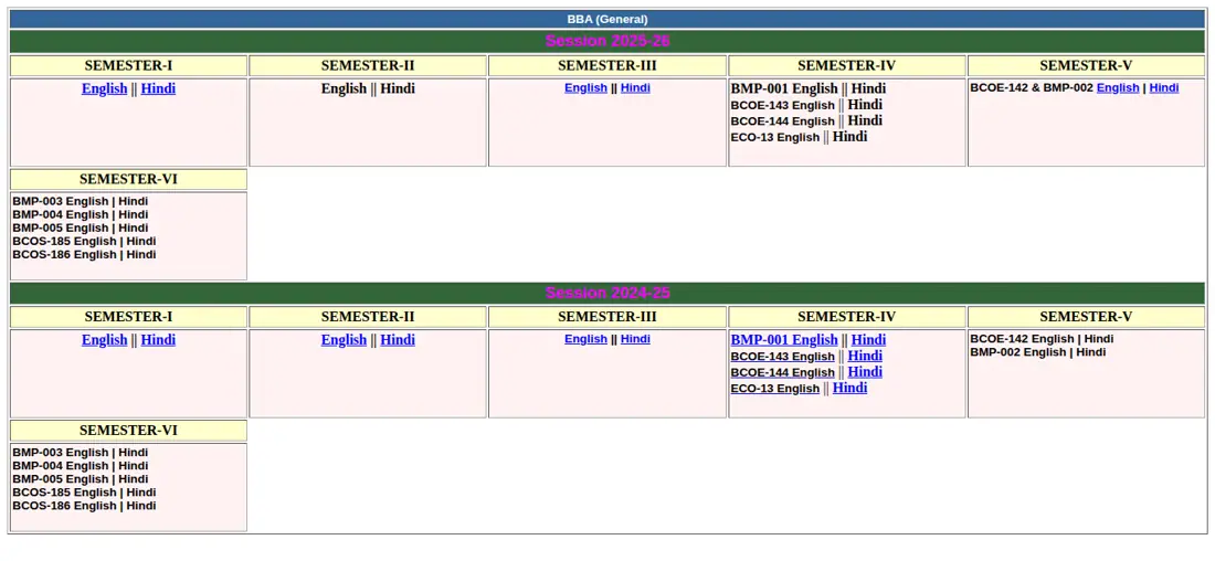IGNOU official portal: BDP/BA Assignment