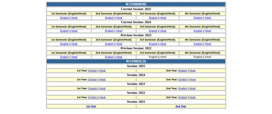 IGNOU official portal: M.COM