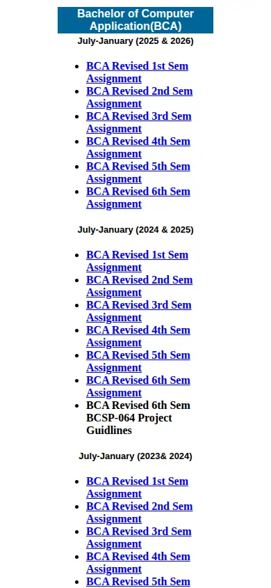 IGNOU official portal: BCA on a phone